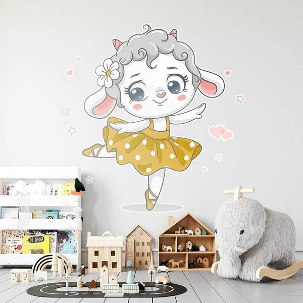 Adesivo De Parede Infantil Ovelinha Bailarina-m 65x64cm