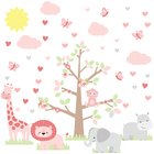 Adesivo de Parede Infantil para Quarto Safari Menina