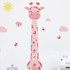 Adesivo de Parede Infantil Régua Girafa Rosa e Borboletas