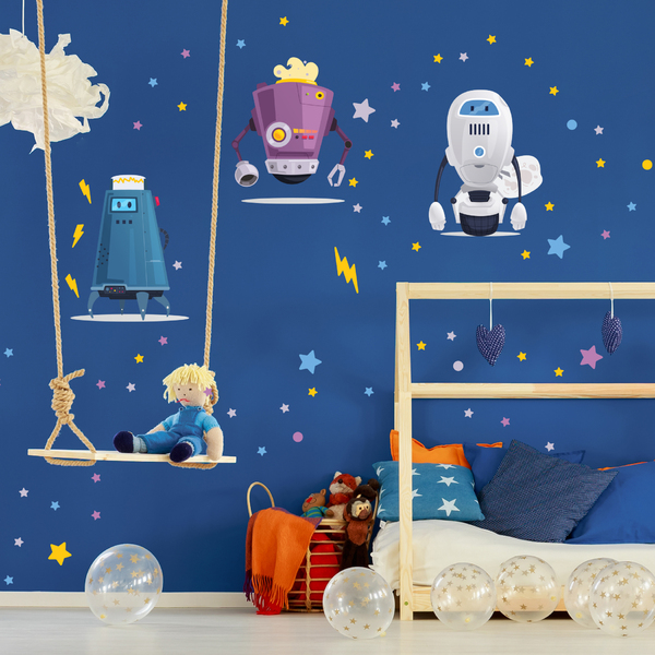 Adesivo De Parede Infantil Robôs Para Quarto