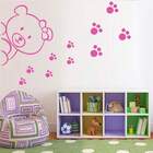 Adesivo De Parede Infantil Ursinha Com Pegadas - Pequeno 62x4