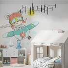 Adesivo De Parede Infantil Ursinho Aviador-eg 85x78cm