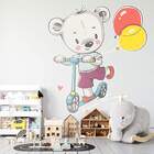Adesivo De Parede Infantil Ursinho De Patinete-p 55x50cm