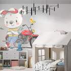 Adesivo De Parede Infantil Ursinho Motoqueiro-eg 85x89cm