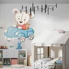 Adesivo De Parede Infantil Ursinho No Carrinho-m 65x60cm