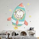 Adesivo De Parede Infantil Ursinho No Foguete-eg 85x75cm