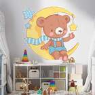 Adesivo De Parede Infantil Ursinho Príncipe Na Lua-p 55x51cm
