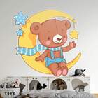 Adesivo De Parede Infantil Ursinho Príncipe Na Lua-p 55x51cm