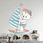 Adesivo De Parede Infantil Ursinho Surfista-eg 85x70cm