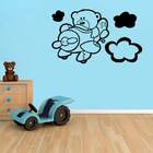 Adesivo De Parede Infantil Urso No Avião - Pequeno 48x29cm