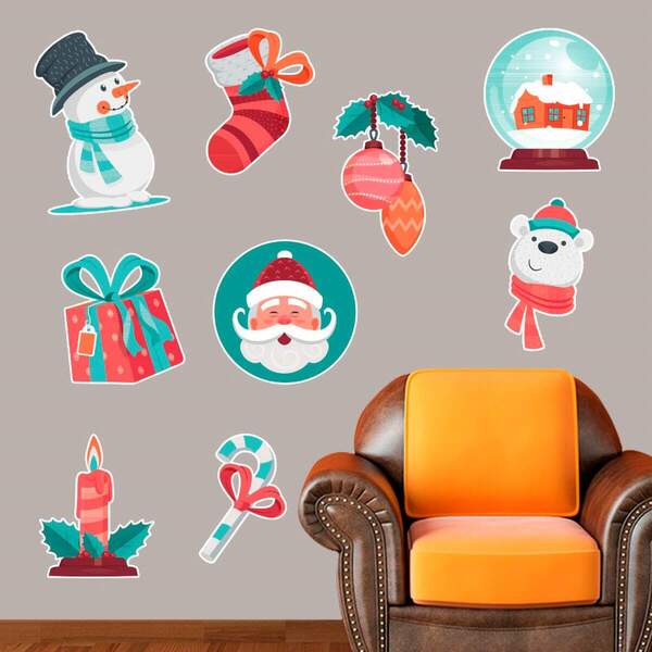 Adesivo De Parede Itens De Natal-eg 79,5x95cm
