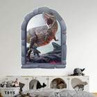 Adesivo De Parede Janela Falsa Dinossauro T-rex -gi 117x85cm