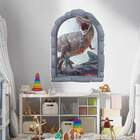 Adesivo De Parede Janela Falsa Dinossauro T-rex -gi 117x85cm