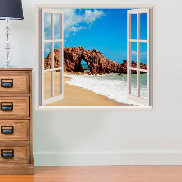 Adesivo De Parede Janela Falsa Praia-g 130x80cm