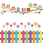 Adesivo de Parede Jardim das Corujas (Direita para Esquerda)