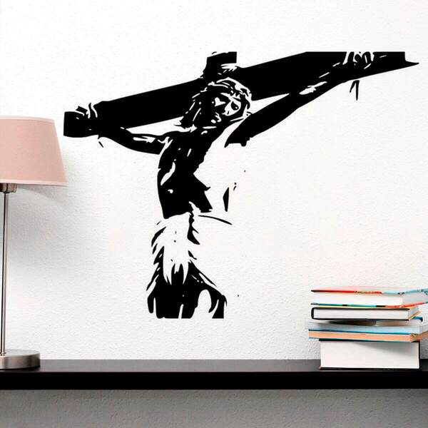 Adesivo De Parede Jesus Cristo Na Cruz-g 77x58cm