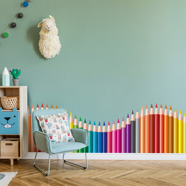 Adesivo de Parede Lapis de Cor Onda Colorida 120x52cm