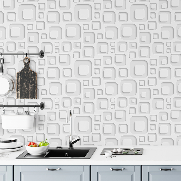 Adesivo De Parede Lavável Geométrico 3d Branco Lindo Quarto