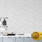 Adesivo De Parede Lavável Geométrico 3d Branco Lindo Quarto