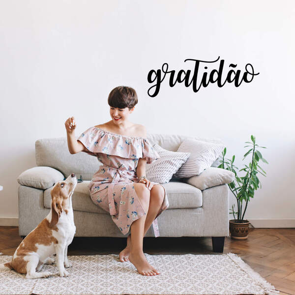 Adesivo De Parede Lettering Gratidão Agradecer Decoração Fáci