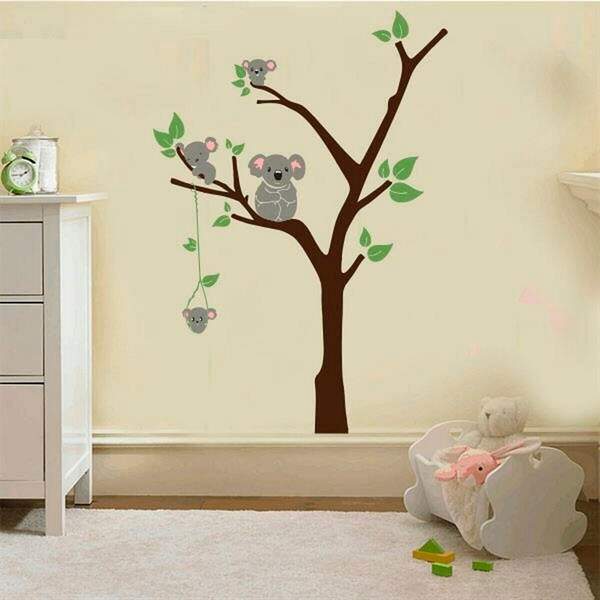 Adesivo De Parede Mamãe Coala E Seus Filhotes-es 100x140cm