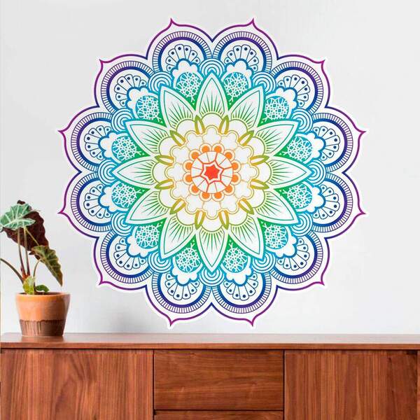 Adesivo De Parede Mandala Aquarela-m 60x60cm