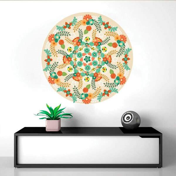 Adesivo De Parede Mandala Colorida 101-m 60x60cm