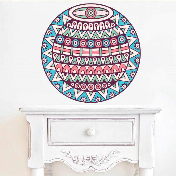 Adesivo De Parede Mandala Colorida 104-eg 100x100cm