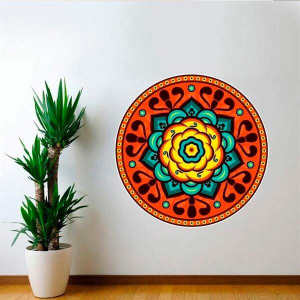 Adesivo De Parede Mandala Colorida 19-eg 100x100cm