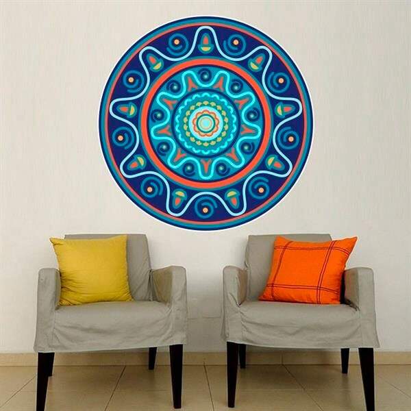 Adesivo De Parede Mandala Colorida 23-m 60x60cm