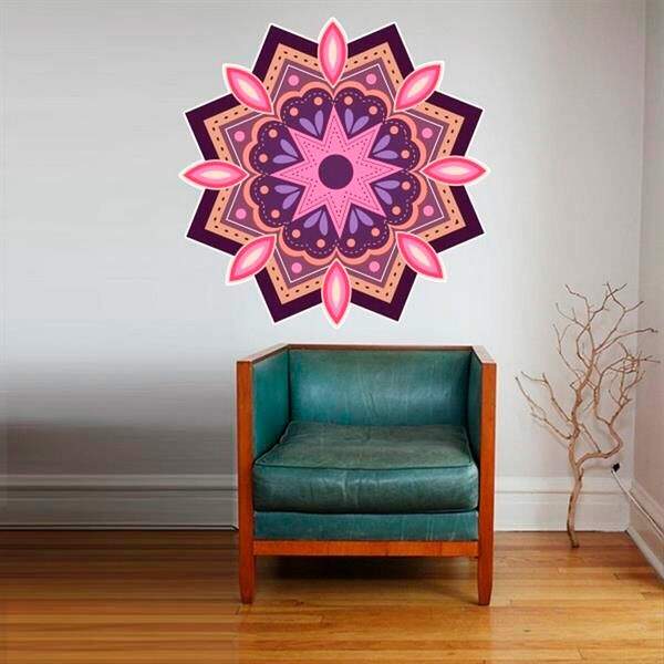 Adesivo De Parede Mandala Colorida 30-m 60x60cm