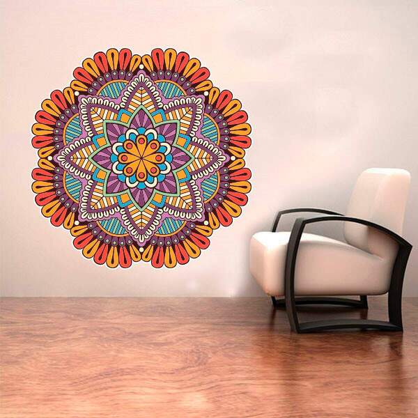 Adesivo De Parede Mandala Colorida 33-g 80x80cm