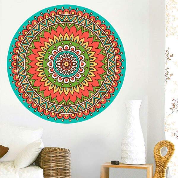 Adesivo De Parede Mandala Colorida 42-g 80x80cm