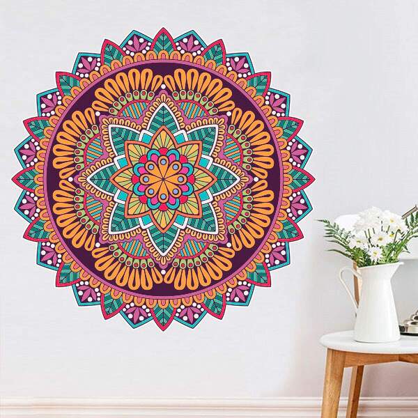 Adesivo De Parede Mandala Colorida 43-m 60x60cm