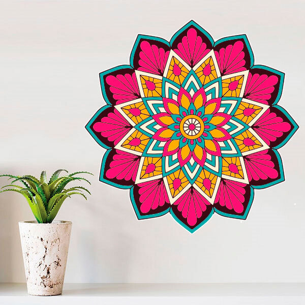Adesivo De Parede Mandala Colorida 44-p 50x50cm