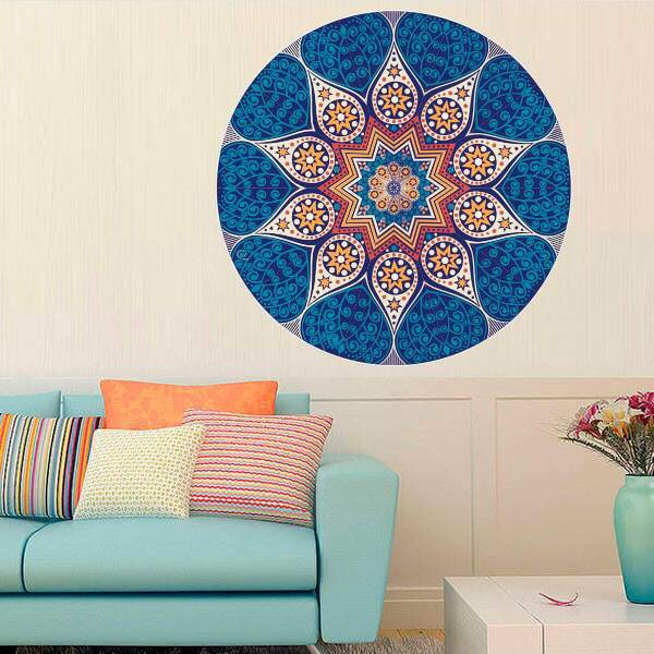 Adesivo De Parede Mandala Colorida 46-m 60x60cm