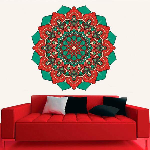 Adesivo De Parede Mandala Colorida 48-eg 100x100cm