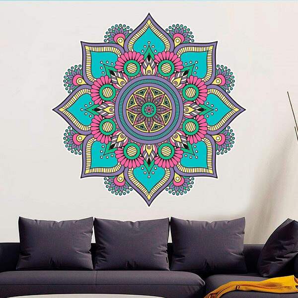 Adesivo De Parede Mandala Colorida 58-p 50x50cm