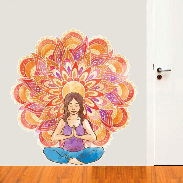 Adesivo De Parede Mandala Colorida 61-eg 100x100cm