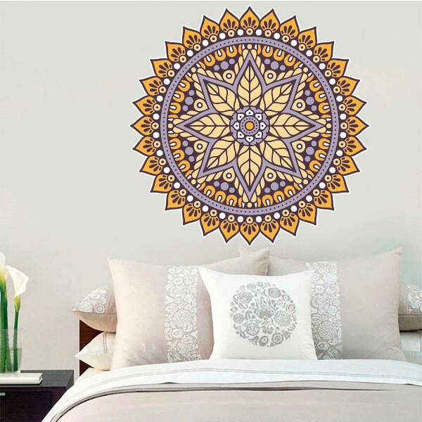 Adesivo De Parede Mandala Colorida 62-g 80x80cm