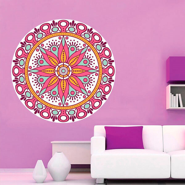 Adesivo De Parede Mandala Colorida 63-eg 100x100cm