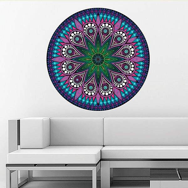 Adesivo De Parede Mandala Colorida 67-m 60x60cm