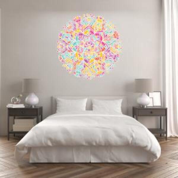 Adesivo De Parede Mandala Colorida Mod05 Medida:40 X 40 Cm