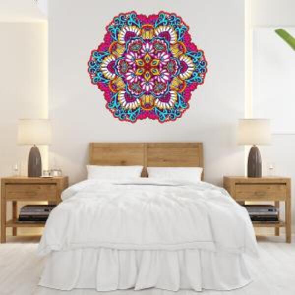 Adesivo De Parede Mandala Colorida Mod07 Medida:50 X 47 Cm