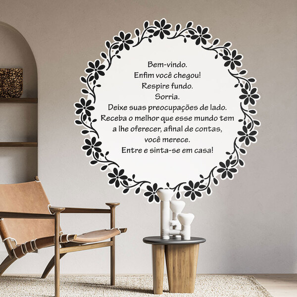 Adesivo De Parede Mandala Cor Única Frase 1-m 80x80cm