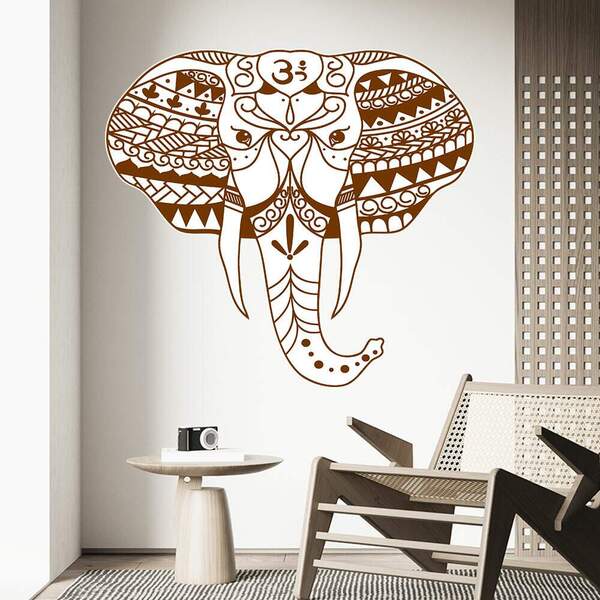 Adesivo De Parede Mandala Elefante Cor Única-m 70x76cm