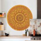 Adesivo De Parede Mandala Laranja E Amarelo 2-p 50x50cm
