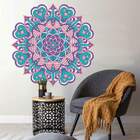 Adesivo De Parede Mandala Lilás Rosa E Azul-g 80x80cm