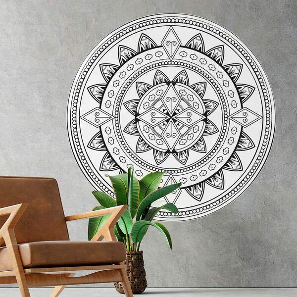 Adesivo De Parede Mandala Traços Pretos -p 50x50cm