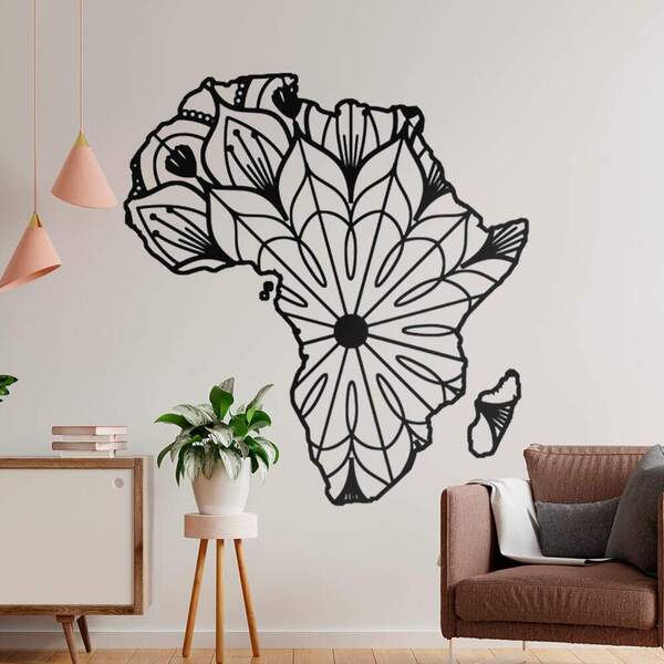 Adesivo De Parede Mapa-múndi Brasil Flor Mandala-es 98x102cm